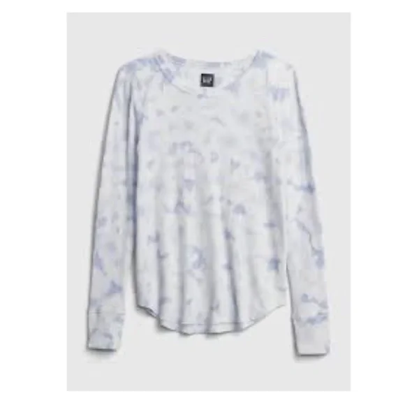 💕MUST GO free shipping! GAP Waffle-Knit Tie-Dye T-Shirt - Blue/White - XSmall - Picture 7 of 8